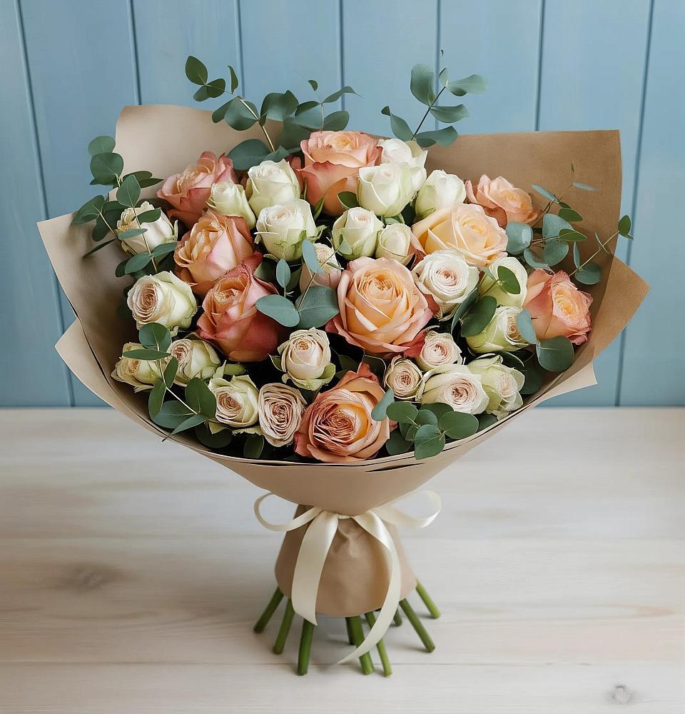 Букет цветов из: Альстромерии и Розы в Новой Деревне