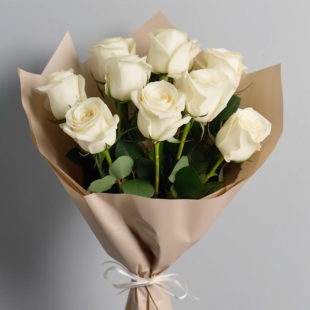 Букет 9 Белых роз Эдлесс Лав в Новой Деревне