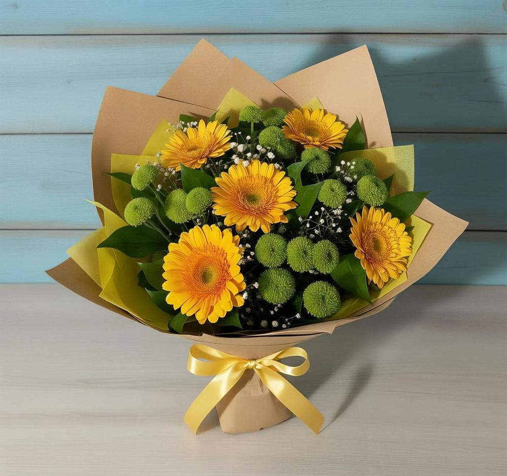 Букет цветов из: Герберы и Хризантемы в Новой Деревне
