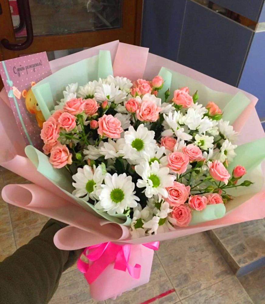 Букет цветов из: Розы и Хризантемы в Новой Деревне