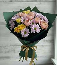 Букет цветов из:  Хризантемы и Розы в Новой Деревне
