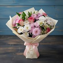 Букет цветов из:  Хризантемы, Альстромерии и Розы в Новой Деревне