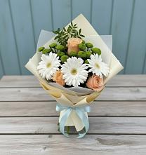 Букет цветов из:  Герберы, Розы и Хризантемы в Новой Деревне